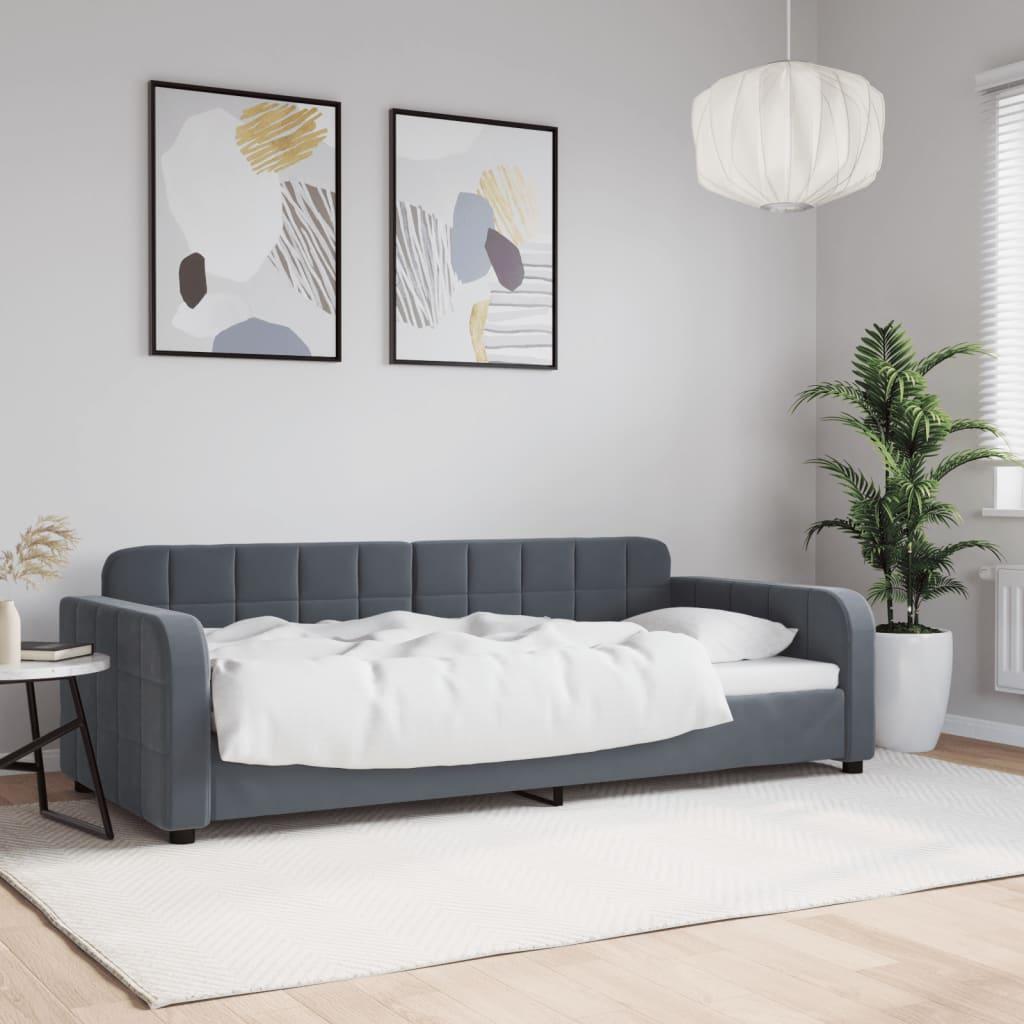 Daybed 90x190 cm velour mørkegrå billede