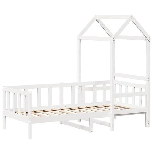 Daybed med tag 80x200 cm massivt fyrretræ hvid