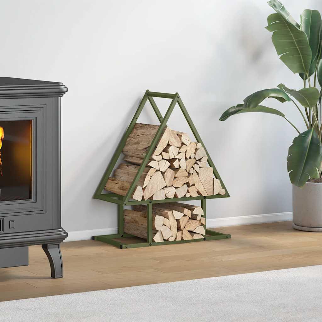 Brændestativ 50x25x60 cm koldvalset stål olivengrøn billede