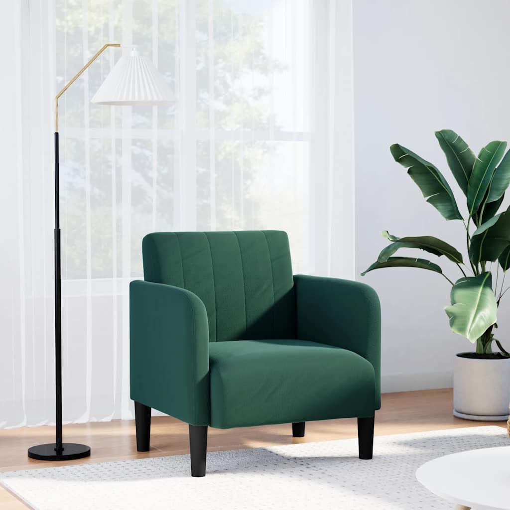 Sofastol med armlæn 54 cm fløjl mørkegrøn
