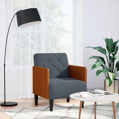 Sofastol med armlæn 55 cm fløjl mørkegrå