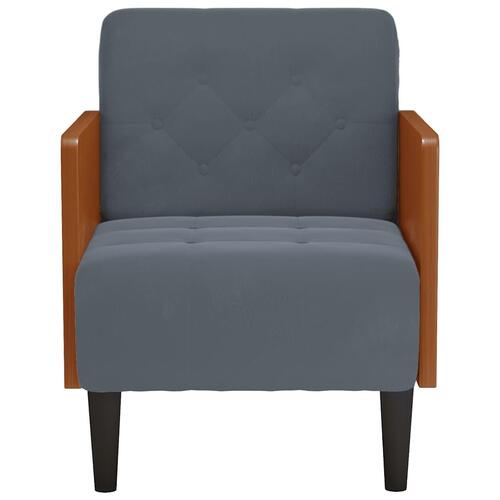 Sofastol med armlæn 55 cm fløjl mørkegrå