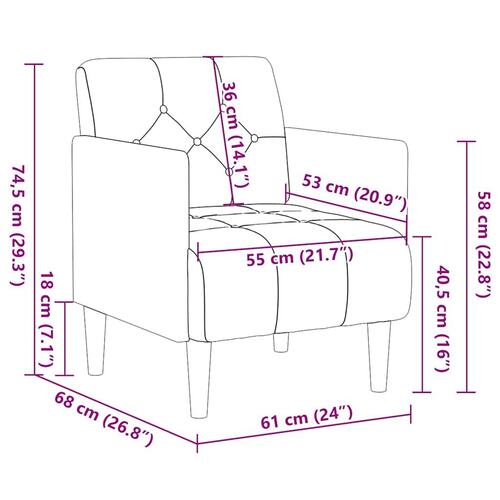 Sofastol med armlæn 55 cm fløjl mørkegrå