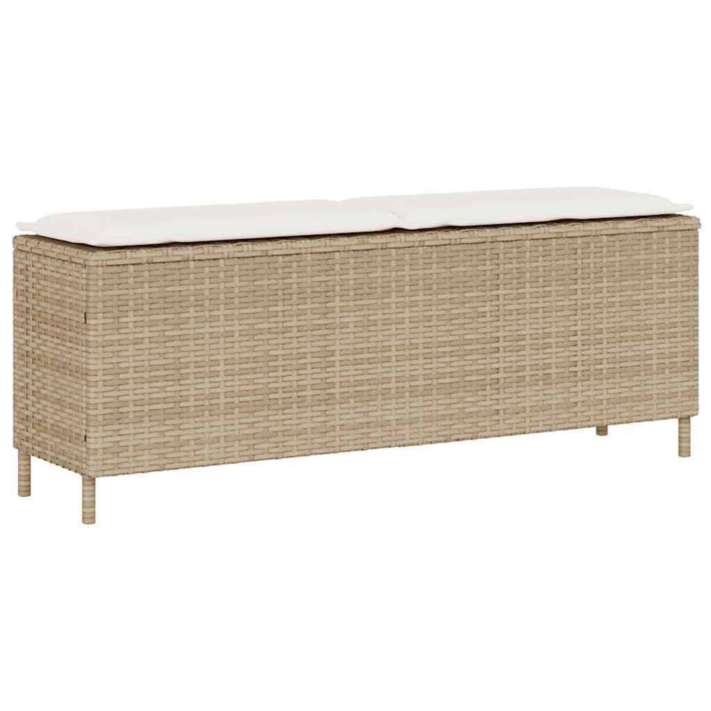 Havebænk Med Hynde 110X30X40,5 Cm Polyrattan Brun - beige og cremehvid