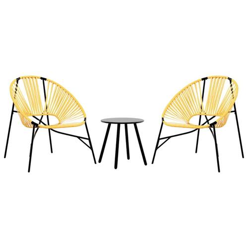Havestolssæt 3 stk. polyrattan sort og gul