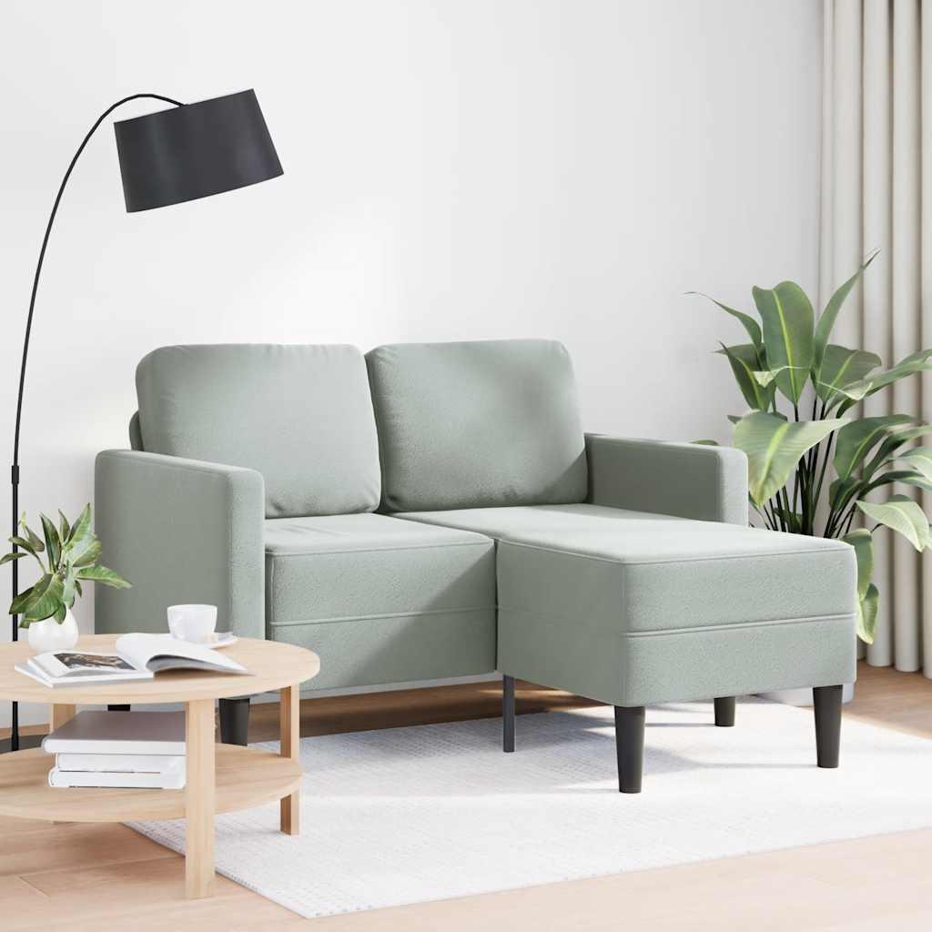 2-Personers Sofa Med Chaiselong L-Formet 125 Cm Fløjl - Lysegrå