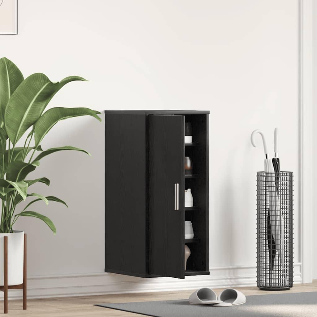 Skoskab 32x35x70 cm konstrueret træ sort egetræ billede