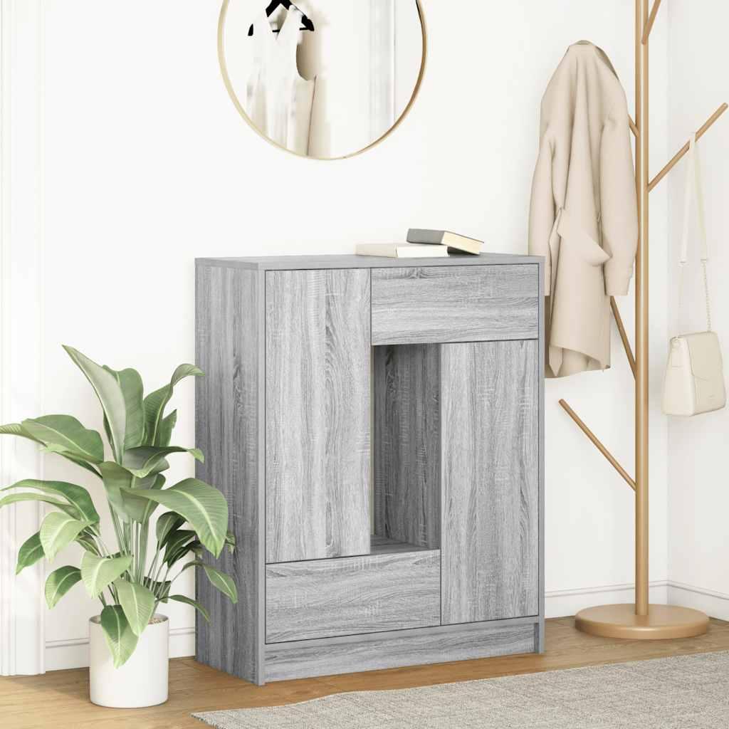 Skænk med skuffer og låger 73x31x90 cm grå sonoma-eg