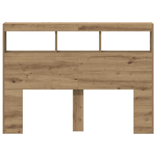 Sengegavl med opbevaring og LED-lys 140x17x102 cm kunsteg