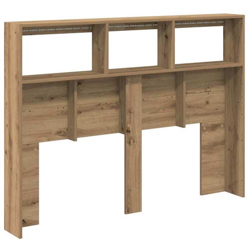 Sengegavl med opbevaring og LED-lys 140x17x102 cm kunsteg