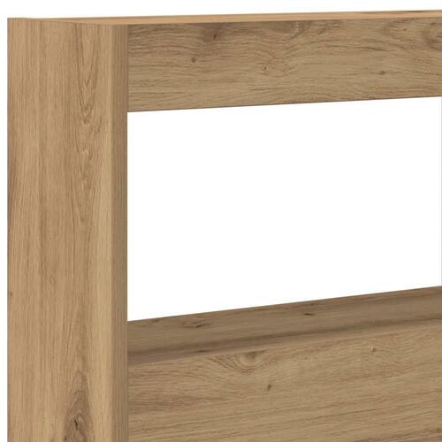 Sengegavl med opbevaring og LED-lys 140x17x102 cm kunsteg