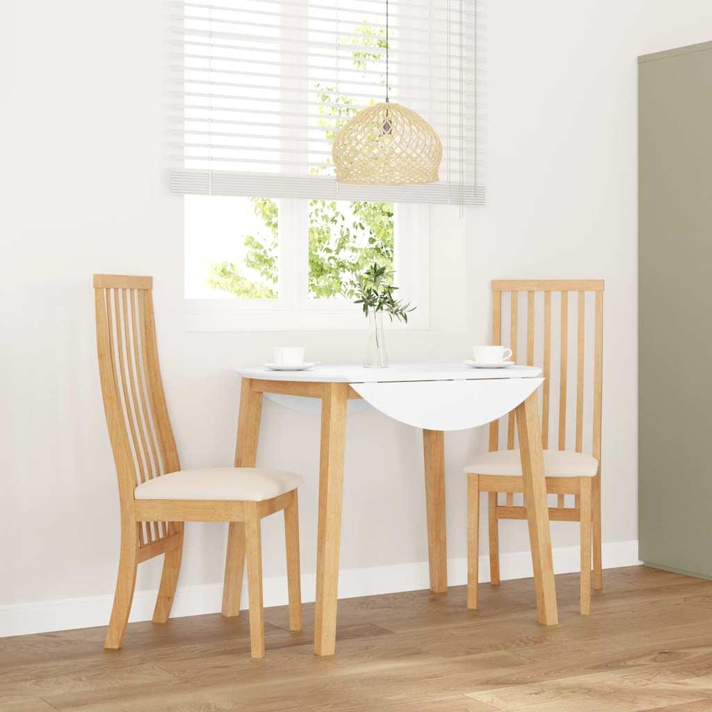Spisebordsstole Med Hynder Massivt Gummitræ Hvid - Naturfarvet og lys