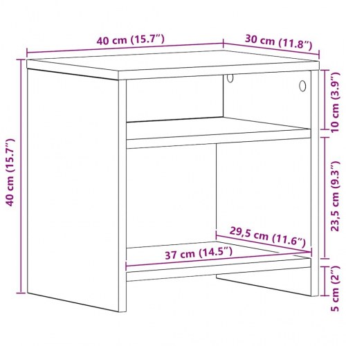 Sengeborde 2 stk. - 40×30×40 cm i konstrueret træ, sort egetræsfarve