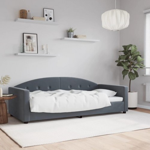 Daybed 90x190 cm i velour - mørkegrå sovesofa