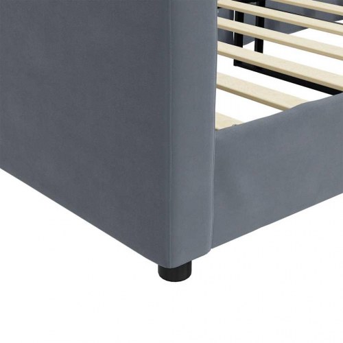 Daybed 90x190 cm i velour - mørkegrå sovesofa