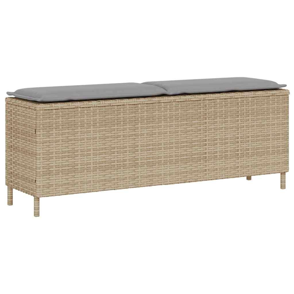 Havebænk Med Hynde 110X30X40,5 Cm Polyrattan Brun - beige og lysegrå