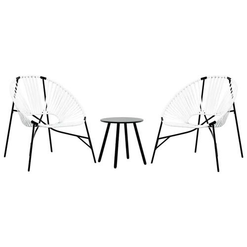 Havestolssæt 3 stk. polyrattan sort og hvid