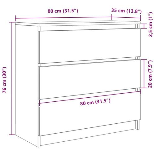 Skænk 80x35x76 cm konstrueret træ sort egetræsfarve