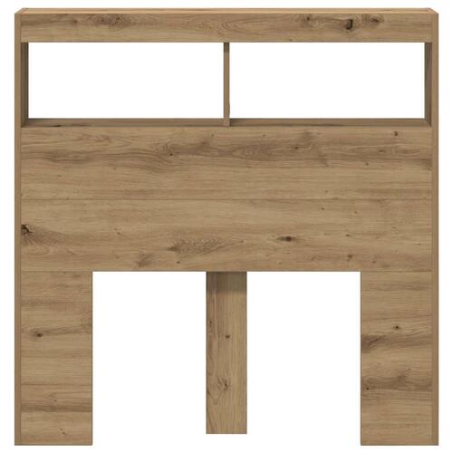 Sengegavl med opbevaring og LED-lys 100x17x102 cm kunsteg