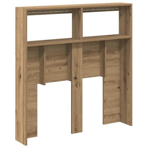 Sengegavl med opbevaring og LED-lys 100x17x102 cm kunsteg