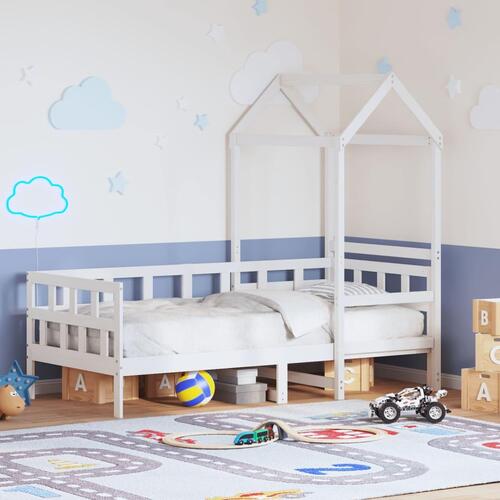 Daybed med tag 80x200 cm massivt fyrretræ hvid