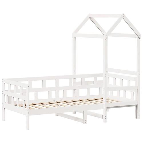 Daybed med tag 80x200 cm massivt fyrretræ hvid