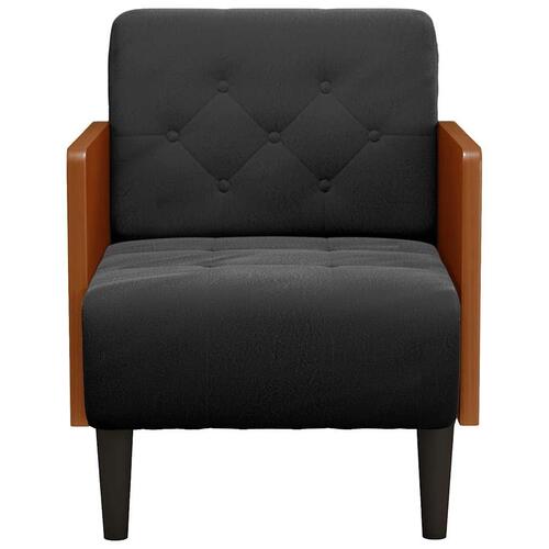 Sofastol med armlæn 55 cm fløjl sort