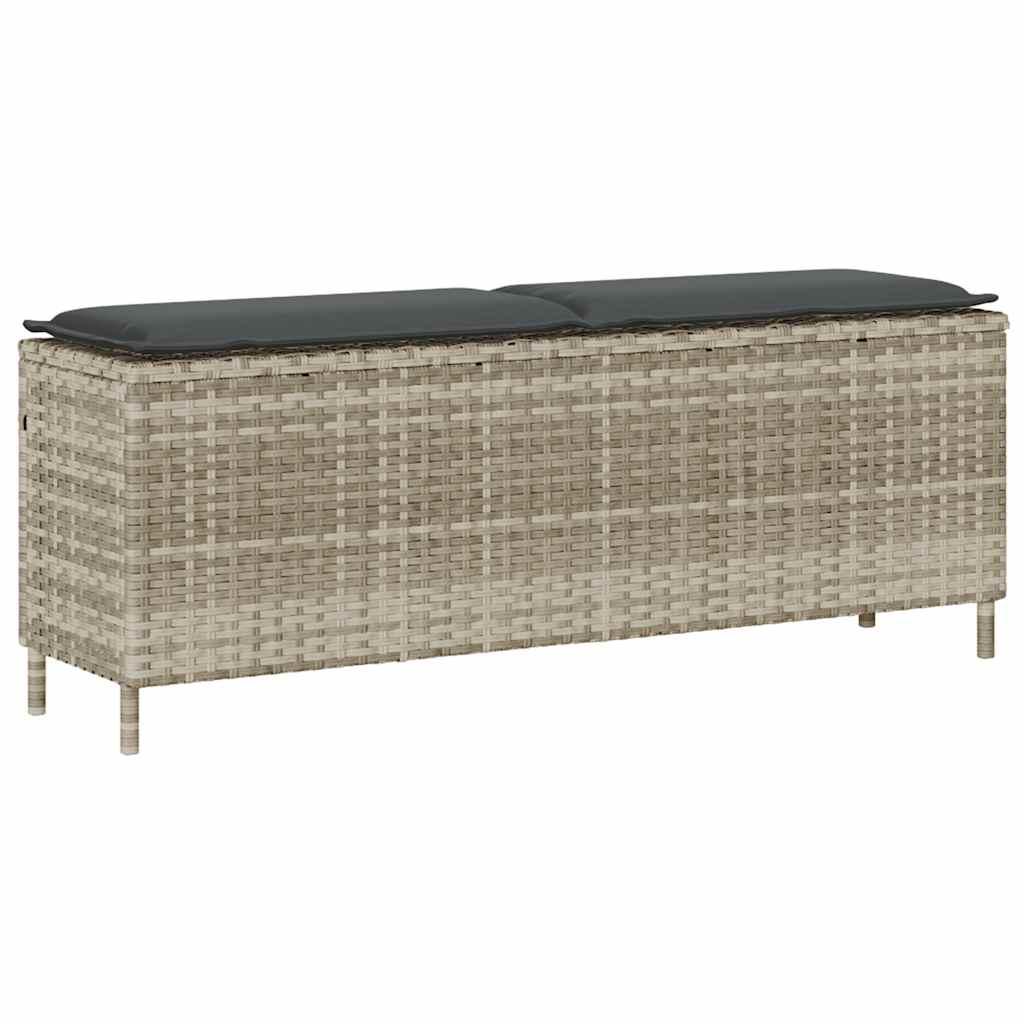 Havebænk Med Hynde 110X30X40,5 Cm Polyrattan Brun - Lysegrå og mørkegrå