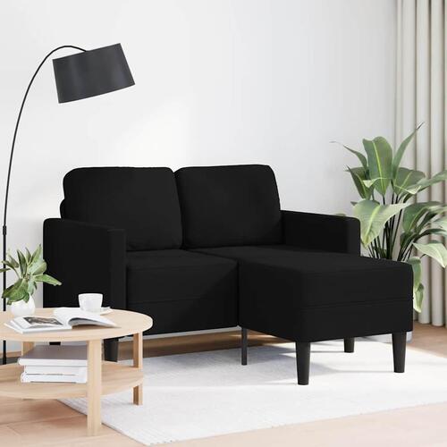 2-personers sofa med chaiselong L-formet 125 cm stof sort