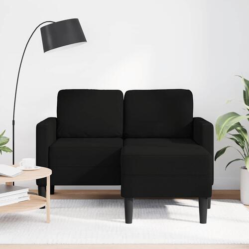 2-personers sofa med chaiselong L-formet 125 cm stof sort