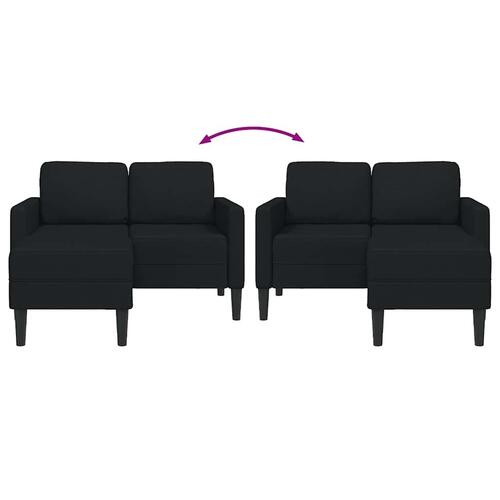 2-personers sofa med chaiselong L-formet 125 cm stof sort