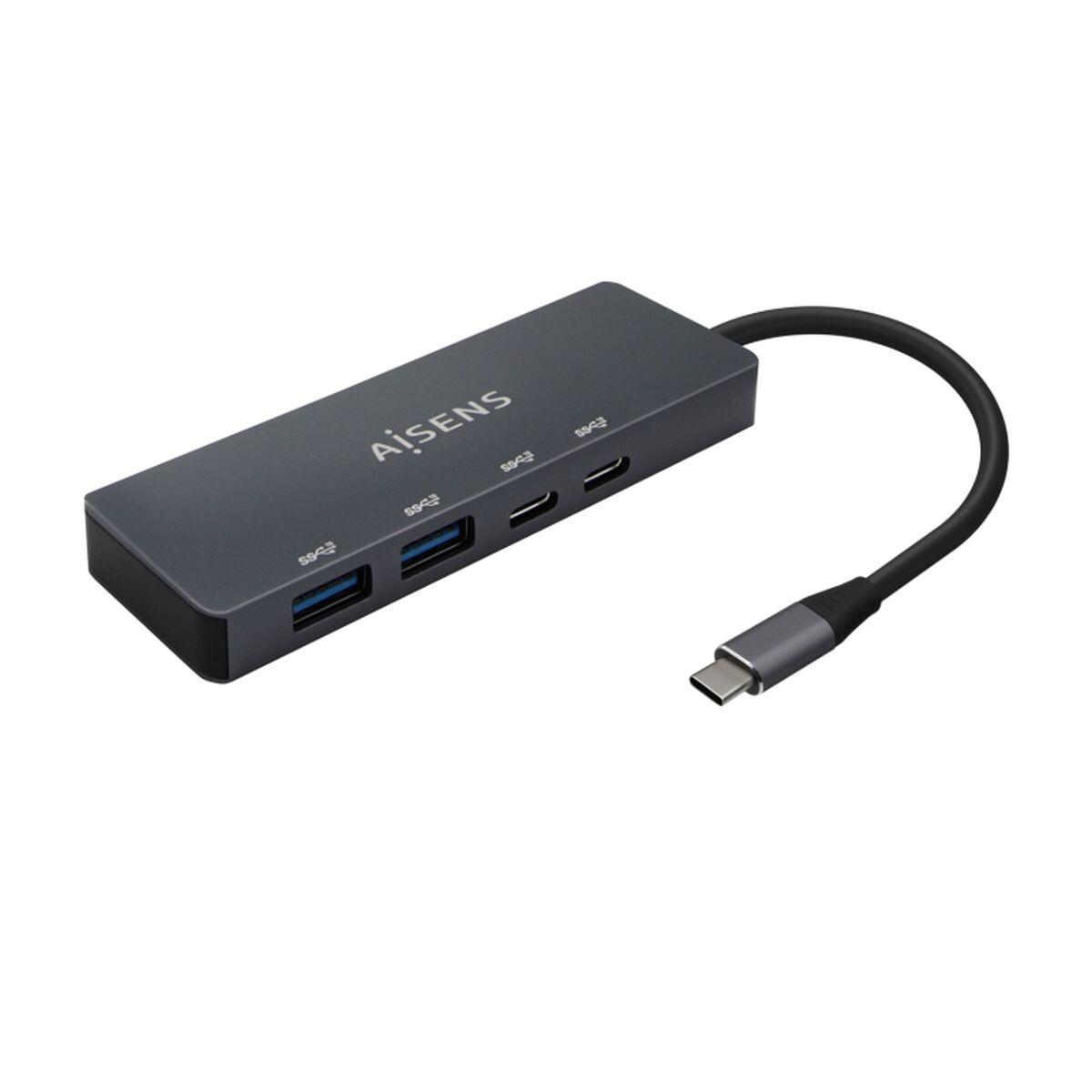 Aisens USB-C Hub A109-0744 - 4 porte, grå