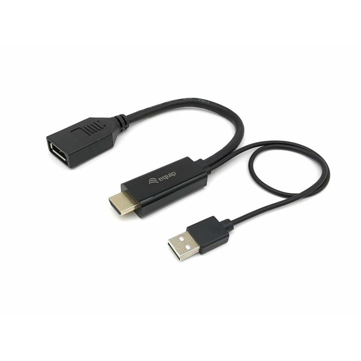 Equip HDMI til DisplayPort-adapter - Sort, 15 cm
