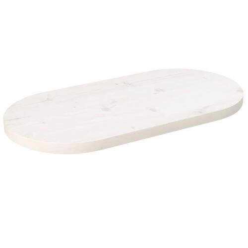 Bordplade 60x30x2,5 cm oval massivt fyrretræ hvid