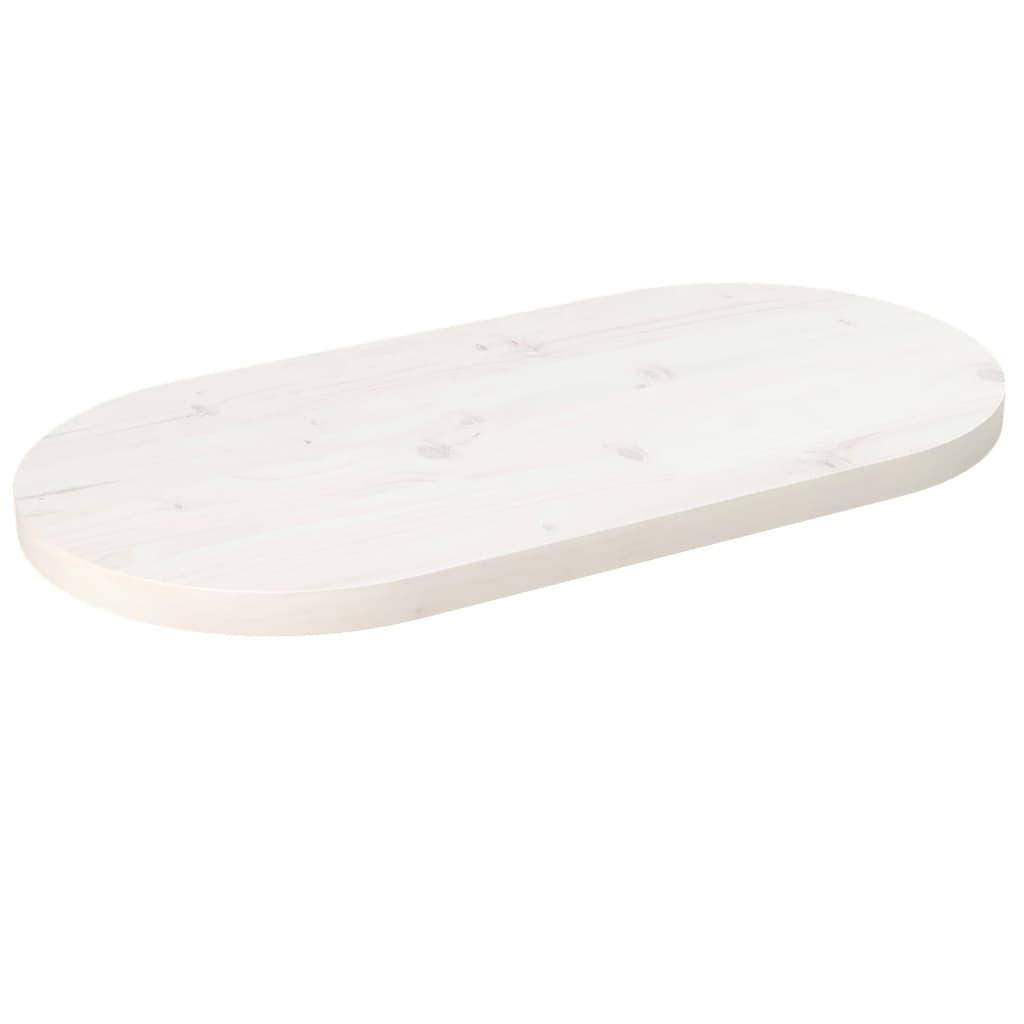 Bordplade 60x30x2,5 cm oval massivt fyrretræ hvid