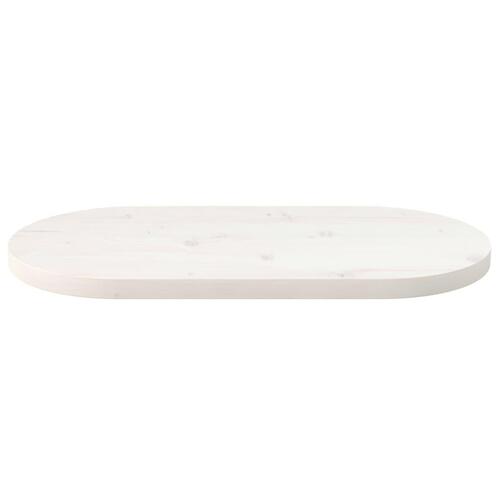 Bordplade 60x30x2,5 cm oval massivt fyrretræ hvid