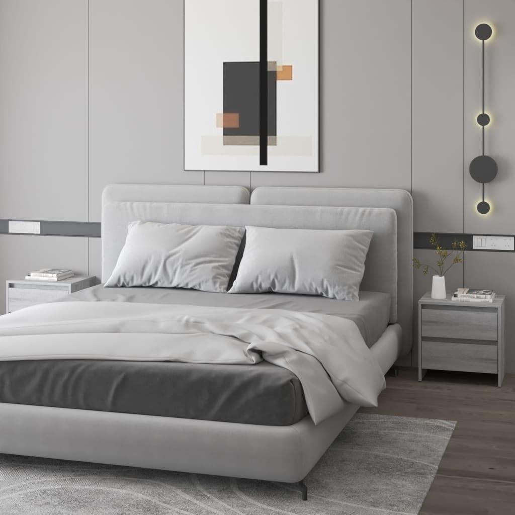 Sengeborde 2 stk. 45x34,5x44,5 cm konstrueret træ grå sonoma-eg