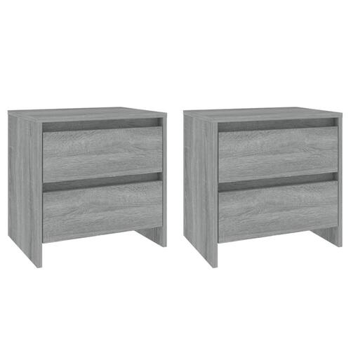 Sengeborde 2 stk. 45x34,5x44,5 cm konstrueret træ grå sonoma-eg