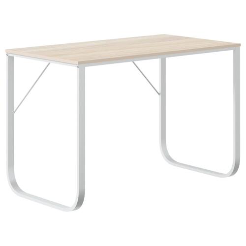 Computerbord 110x60x73 cm spånplade hvid og egetræsfarvet