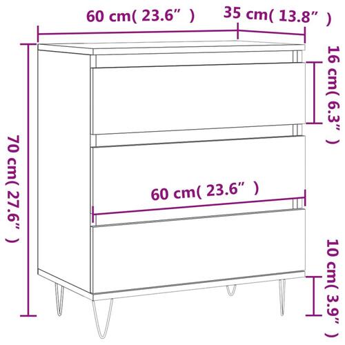 Skænk 60x35x70 cm konstrueret træ sonoma-eg