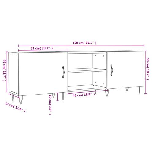 Tv-bord 150x30x50 cm konstrueret træ røget egetræsfarve