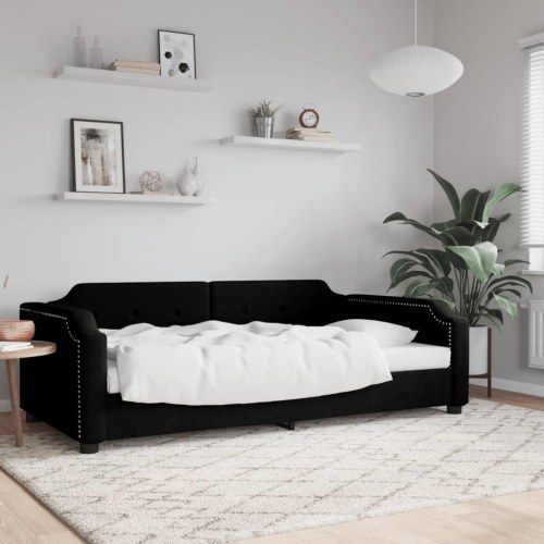 Daybed 90x190 cm i stof - sort sovesofa til stue og soveværelse
