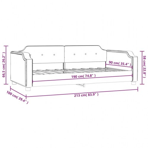 Daybed 90x190 cm i stof - sort sovesofa til stue og soveværelse