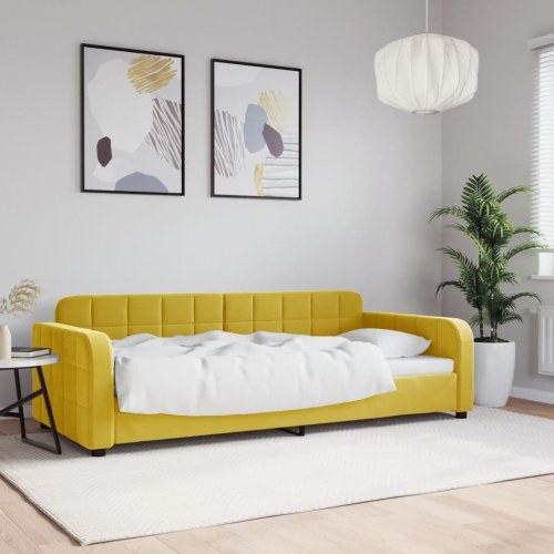 Daybed 90x200 cm i velour - gul sovesofa til stue og soveværelse