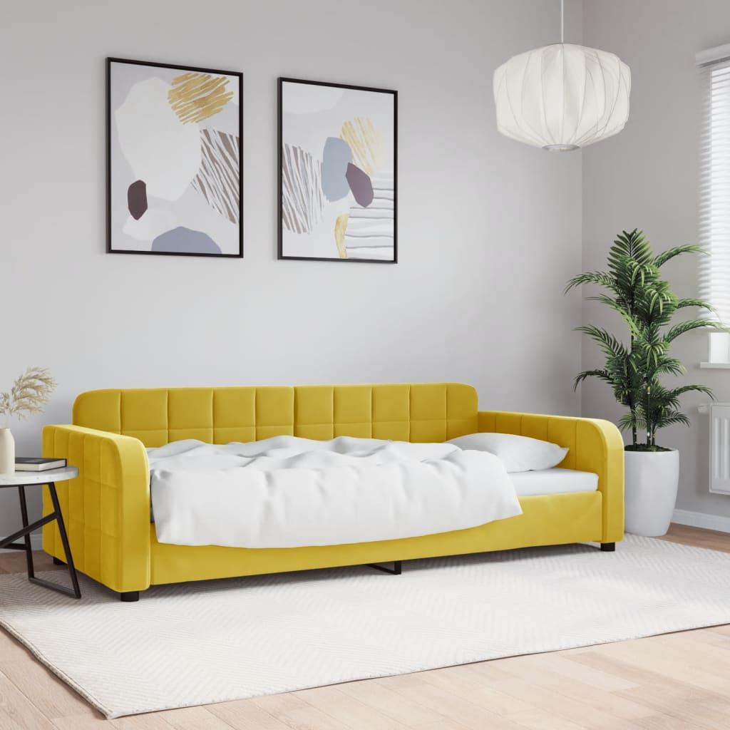 Daybed 90x200 cm velour gul billede