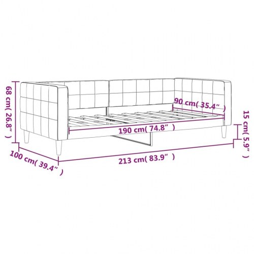 Daybed 90x190 cm i velour - sort sengeramme til gæsteseng/sovesofa