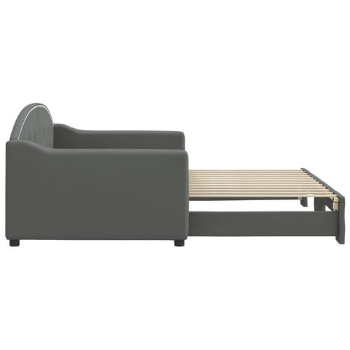 Daybed med udtræk 90x200 cm stof mørkegrå