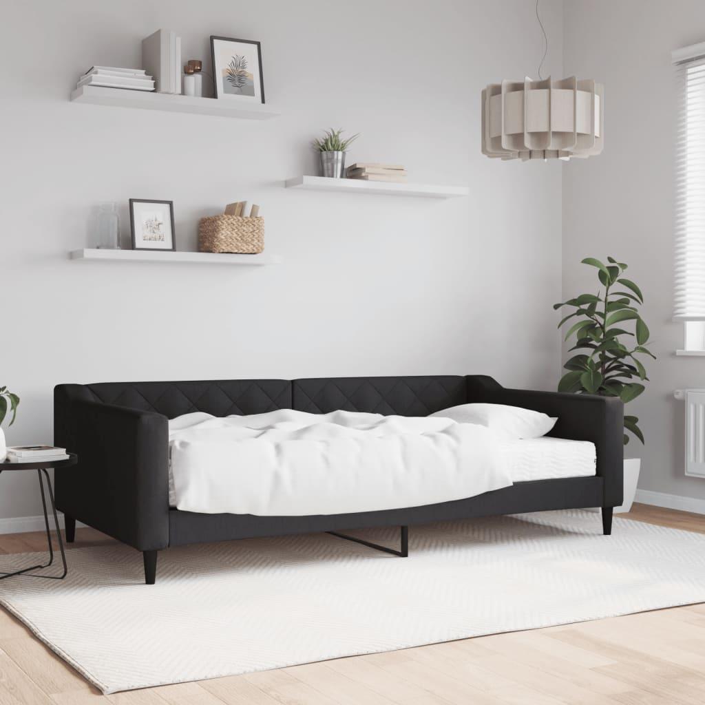 Daybed med madras 100x200 cm stof sort billede