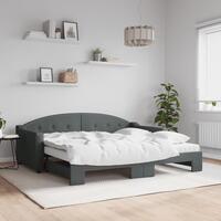 Daybed med udtræk og madras 90x190 cm stof mørkegrå