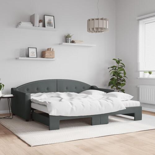 Daybed med udtræk og madras 90x190 cm stof mørkegrå